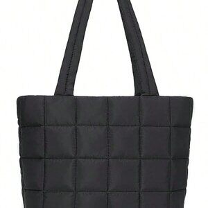 Quilted Black Tote Bag